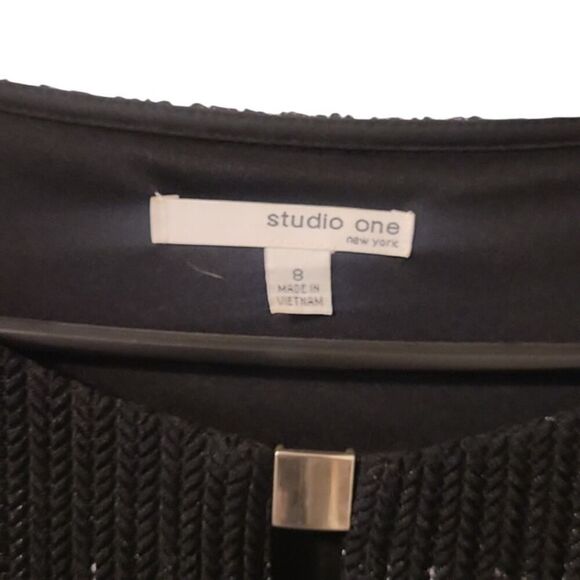 Studio One Black Dress Size 8 – Elegant Midi Style with 3/4 Sleeves - Picture 6 of 13